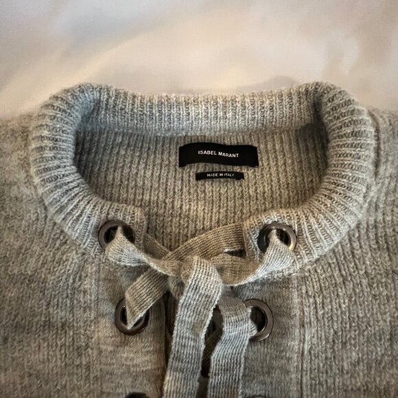 ISABEL MARANT Laley lace-up ribbed wool-blend sweater Size FR 38 US 6 SEE NOTES - Picture 7 of 8